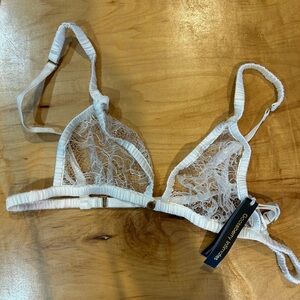 Sheer Lace Triangle Bralette in White by Gooseberry Intimates